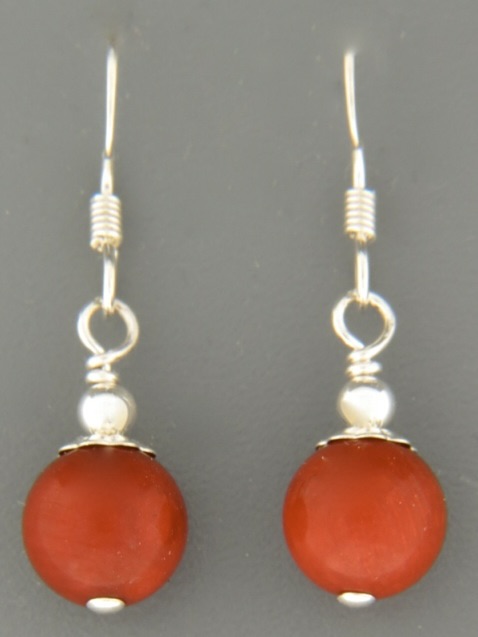 Red Coral Earrings - Sterling Silver - CO521