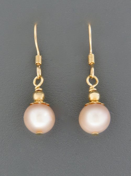 8mm Pink Pacific Pearl Earrings - 14ct Gold Filled - YP8G