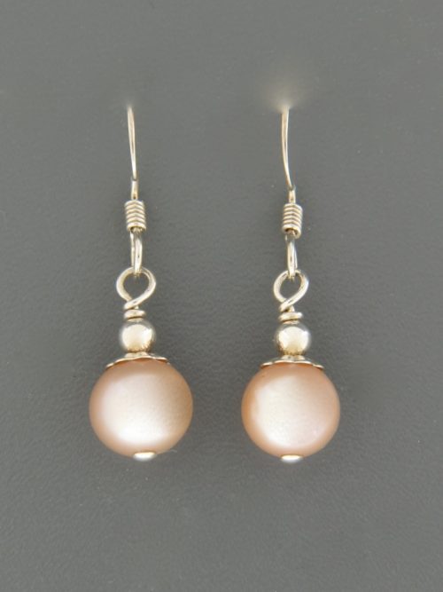 8mm Pink Pacific Pearl Earrings - Sterling Silver - YP8S