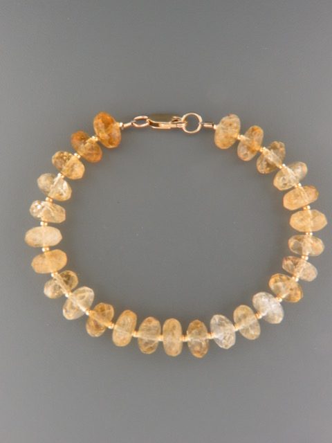 Citrine Bracelet - faceted roundels with Gold beads - C911