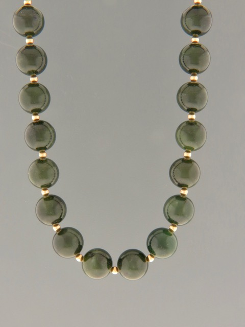 Jade Necklace - 12mm round stones with 3mm round beads - J046