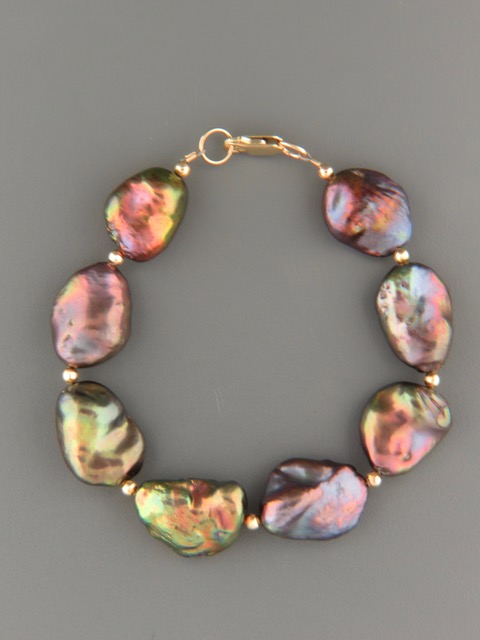 Baroque Pearl Bracelet with Gold beads - Y921