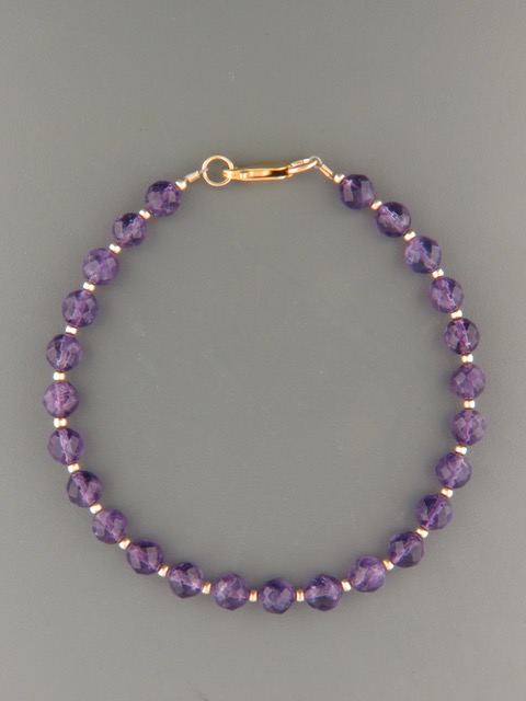 Amethyst Bracelet - 6mm round faceted stones - A934