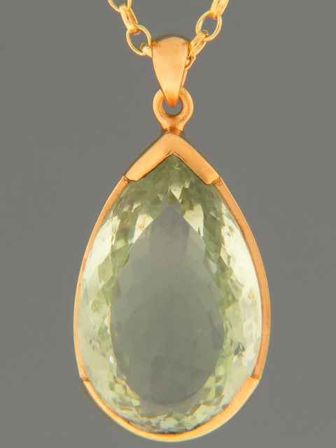 Green Amethyst (Prasiolite) Pendant - Gold Vermeil - PRA300GV