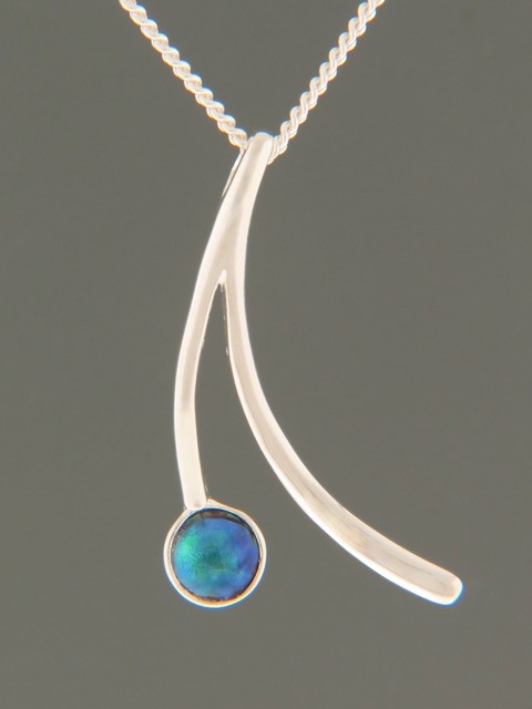 Blue Pearl Pendant - Sterling Silver - 6mm Pearl - PP341