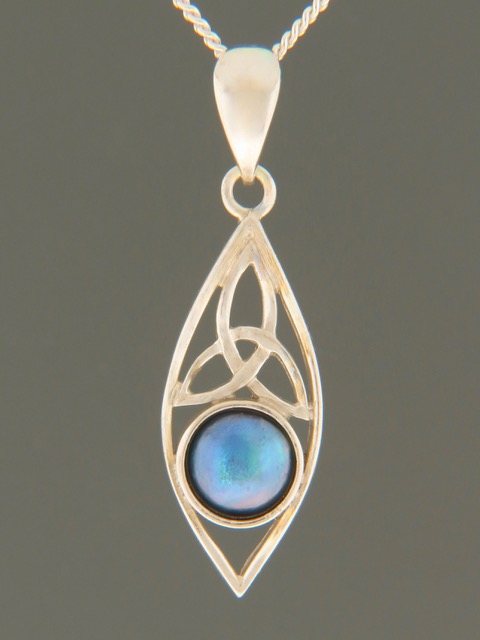 Blue Pearl Pendant - Sterling Silver - 8mm Pearl - PP382