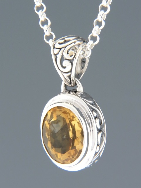 Citrine Pendant - Sterling Silver - C395