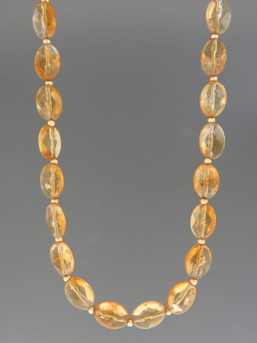 Citrine Necklace - oval faceted stones - 45cm - C013