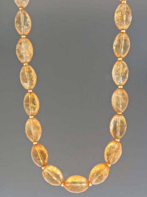 Citrine Necklace - 11 x 16mm oval facets with 3mm round beads - C022