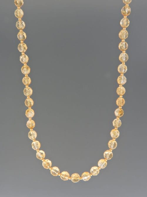 Citrine Necklace - 6mm round facets with 2mm round beads - C016