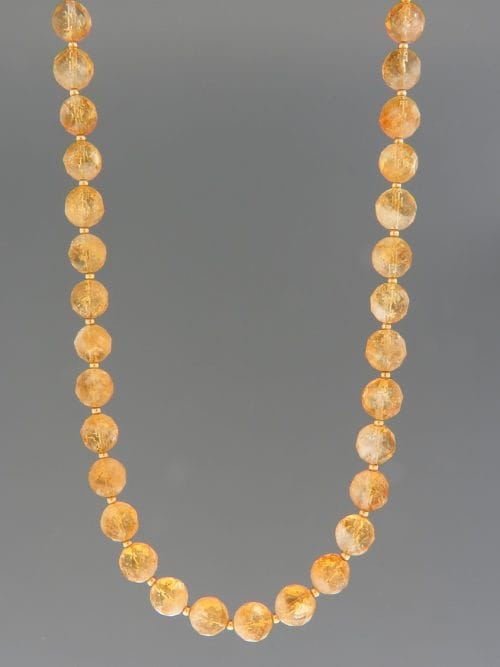 Citrine Necklace - 8mm round facets with 2mm round beads - C019