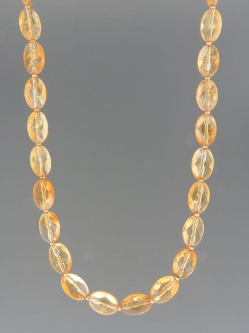 Citrine Necklace - 8 x 12mm oval facets with 2mm round beads - C018