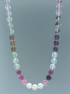 Fluorite Necklace - 8mm round with 2mm round beads - 50cm - F021