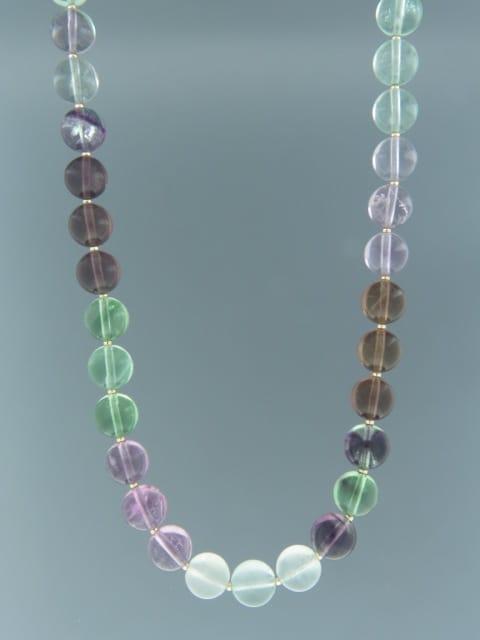 Fluorite Necklace - 10mm round with 2mm round beads - F017