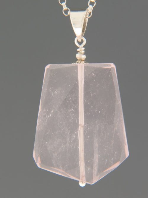 Rose Quartz Pendant - Sterling Silver - RQ391