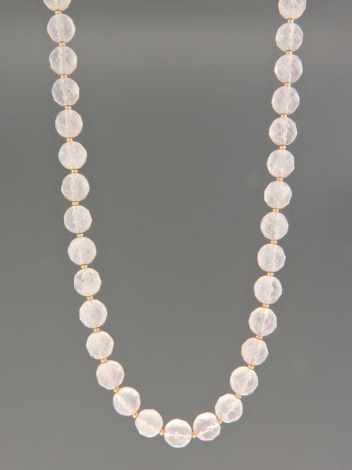 Rose Quartz Necklace - 8mm round faceted stones - RQ011