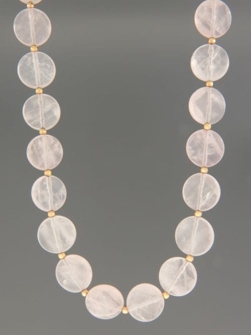Rose Quartz Necklace - faceted discs with 3mm round beads - RQ036