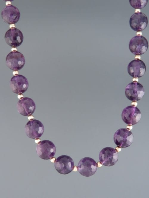 Amethyst Necklace - 10mm round facets - A108