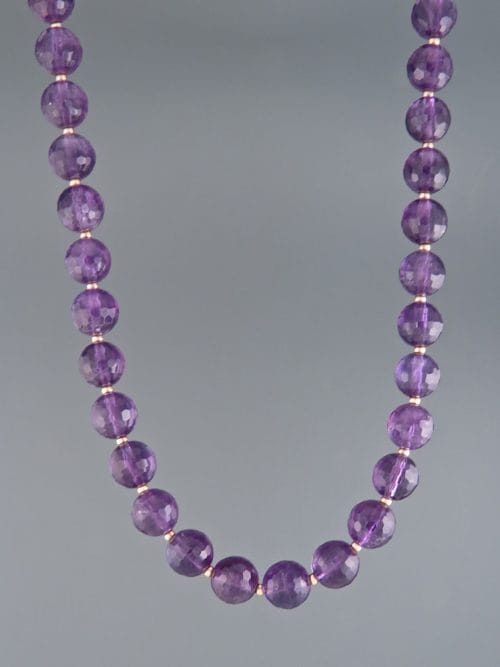 Amethyst Necklace - 8mm round facets with 2mm round beads - A106