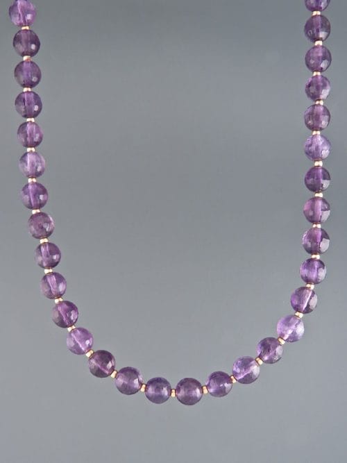 Amethyst Necklace - 6mm round facets with 2mm round beads - A104