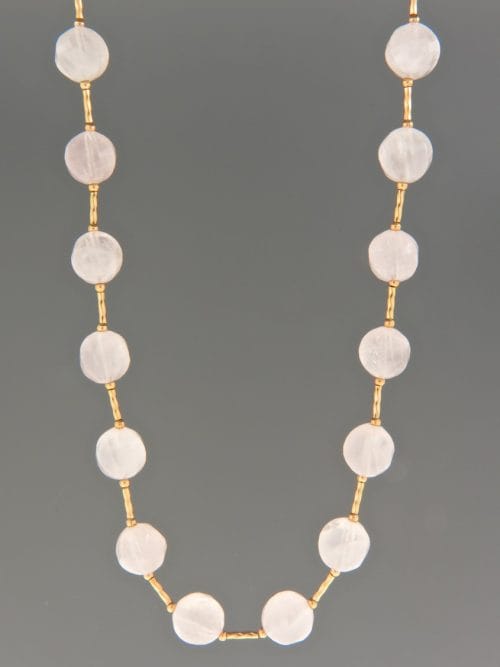 Rose Quartz Necklace - 10mm round faceted stones - RQ042