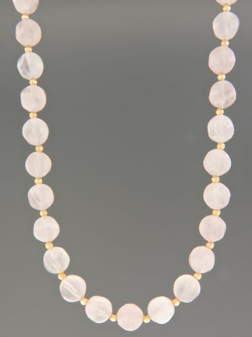 Rose Quartz Necklace - 10mm round faceted stones - 45cm - RQ041