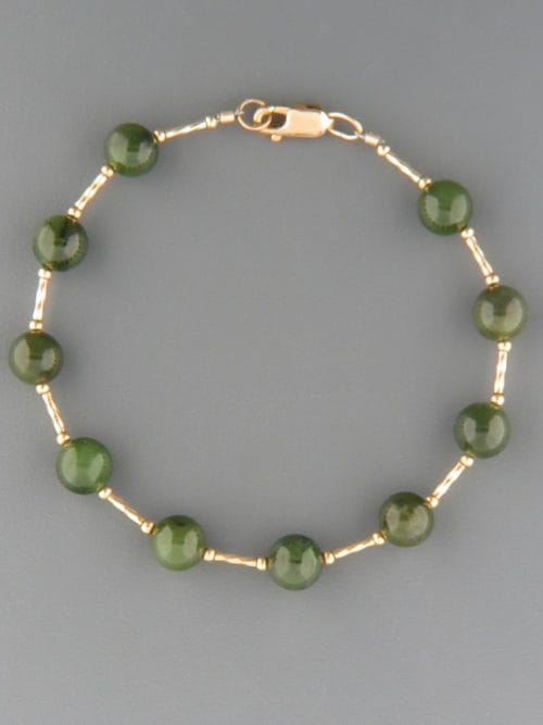 Jade Bracelet - 8mm round stones with twist beads - J913