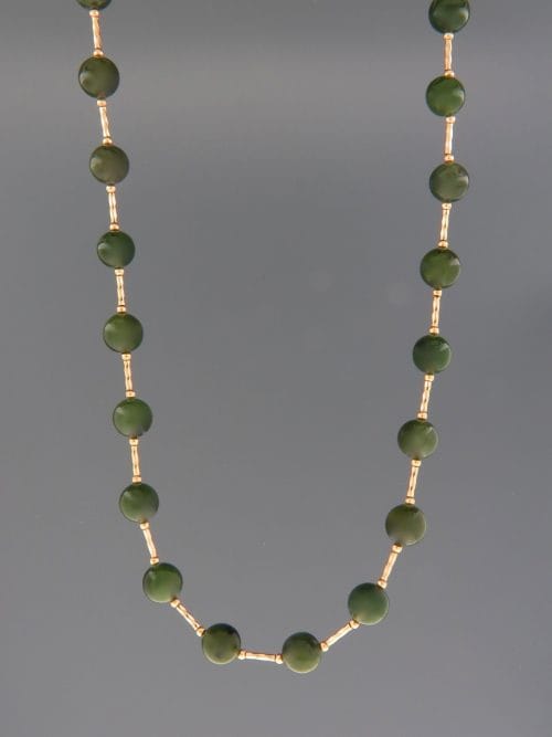 Jade Necklace - 8mm round stones with twist beads - J027
