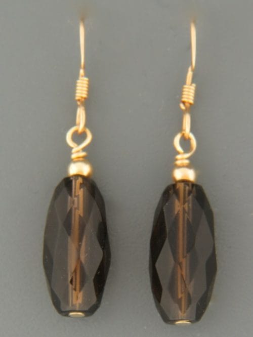 Smokey Quartz Earrings - 14ct Gold Filled - SQ522G