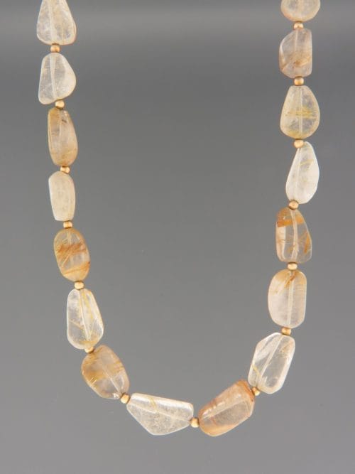 Rutile Quartz Necklace - irregular shaped stones - 45cm - RU001