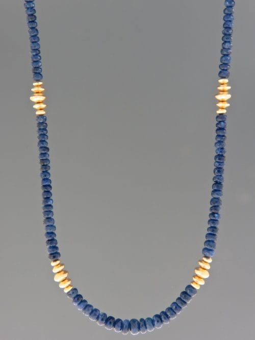 Sapphire Necklace - faceted roundels - 45cm - S013