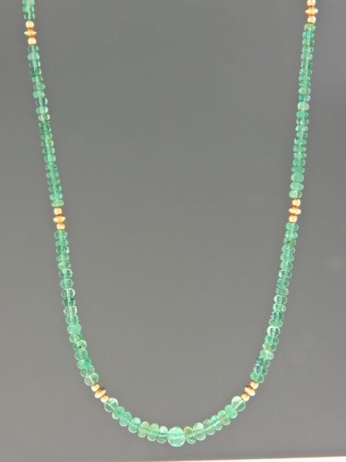 Emerald Necklace - roundels with gold beads - 47cm - E005