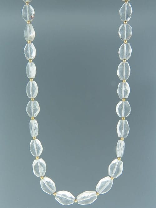Quartz Crystal Necklace - oval faceted stones - 45cm - Q008