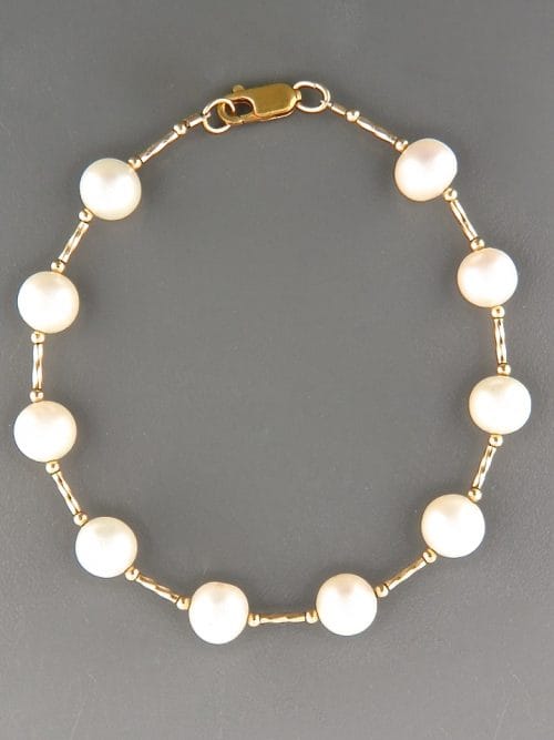 8mm white Pearl Bracelet with twist beads - YW8HB