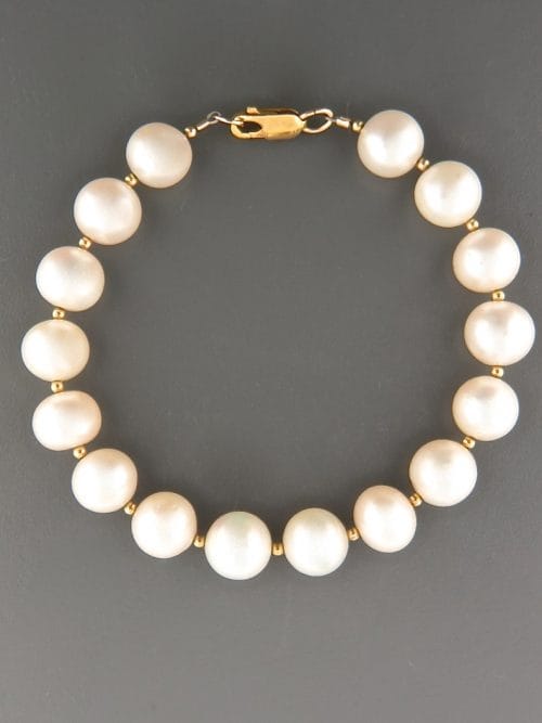 10mm white Pearl Bracelet with 2mm round beads - YW102B