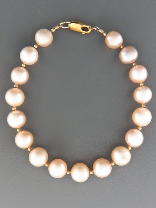 9mm pink Pearl Bracelet with 2mm round beads - YP92B