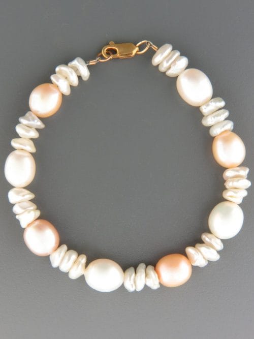 Pink and White Keishi Pearl Bracelet - YKB