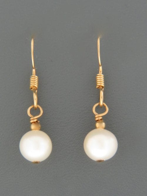 6mm White Pacific Pearl Earrings - 14ct Gold Filled - YW6G