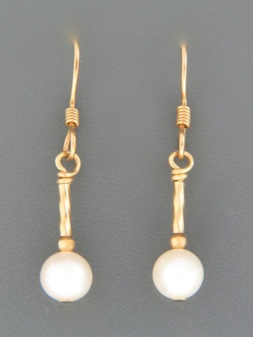 6mm White Pacific Pearl Earrings - 14ct Gold Filled - YW6HG