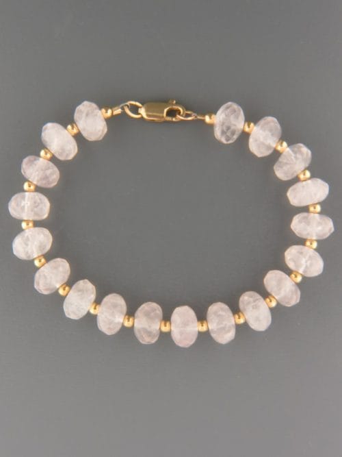 Rose Quartz Bracelet - faceted roundels with 3mm round beads - RQ907