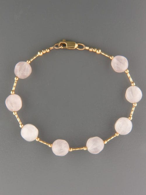 Rose Quartz Bracelet - 10mm round faceted stones - RQ912