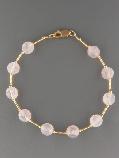 Rose Quartz Bracelet - 8mm round faceted stones - RQ906