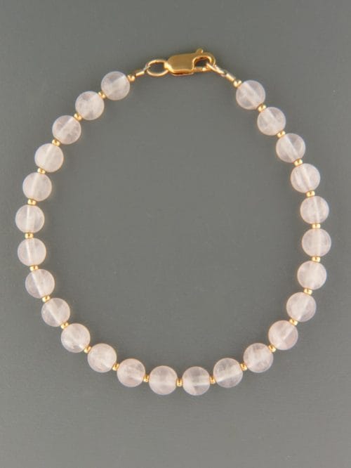 Rose Quartz Bracelet - 6mm round stones with round beads - RQ908