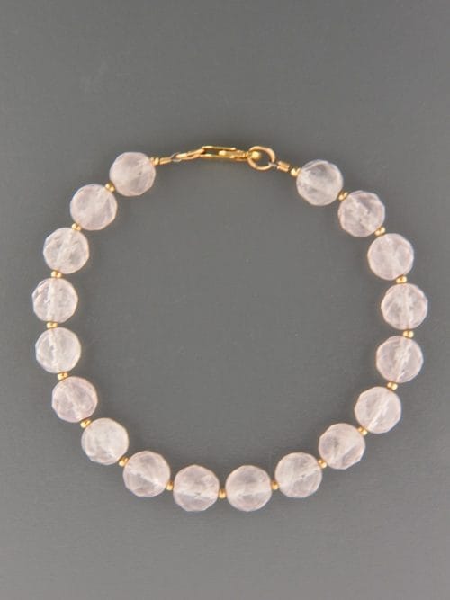Rose Quartz Bracelet - 8mm round faceted stones - RQ909