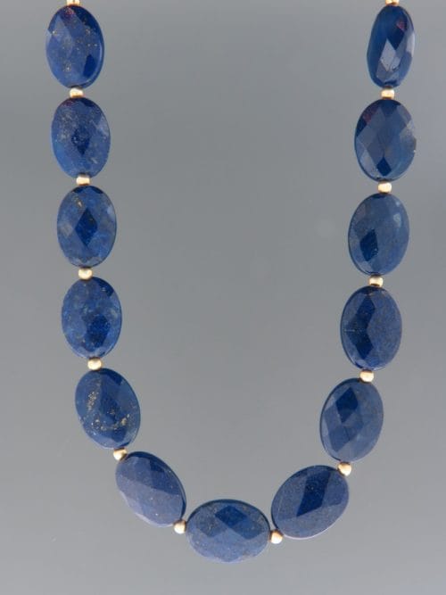 Lapis Lazuli Necklace - oval faceted stones - LL026