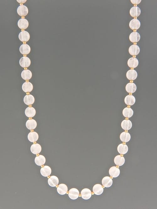 Rose Quartz Necklace - 6mm round stones - RQ046