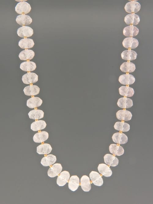 Rose Quartz Necklace - faceted roundels with 2mm round beads - RQ056
