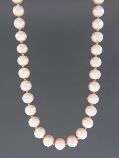 10mm Pearl Necklace with 2mm round beads - YW102N