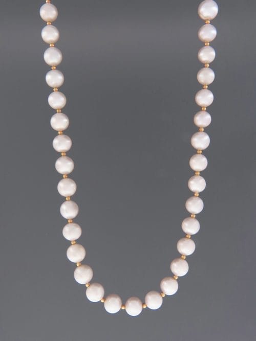 8mm Silver Pearl Necklace with 2mm round beads - YS82N