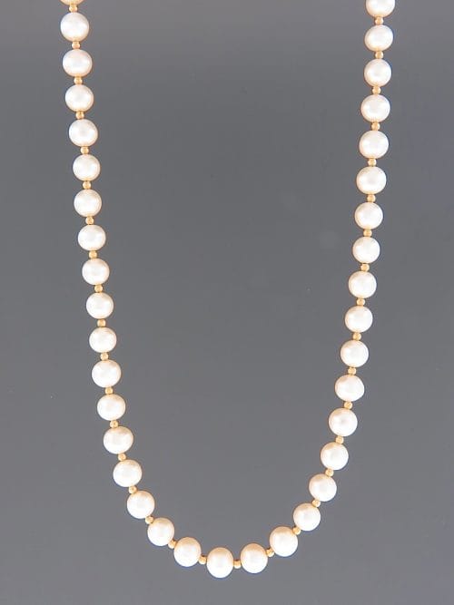 6mm Pearl Necklace with 2mm round beads - YW62N